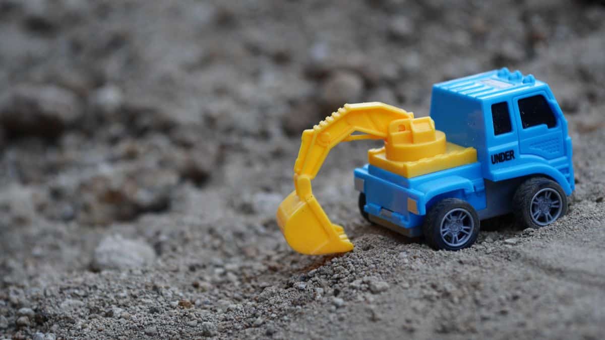 Toy truck in sandbox