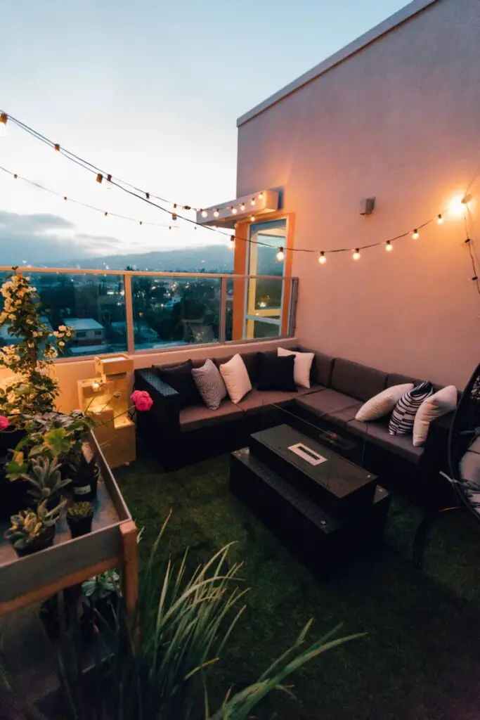 cozy balcony with artificial grass